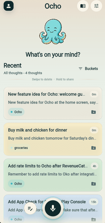 Ocho home screen